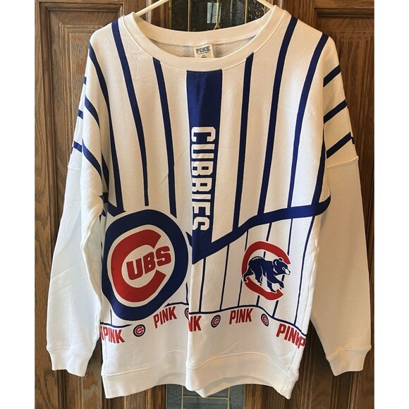 Victoria's Secret Tops - Victoria's Secret Pink Chicago Cubs Cubbies Sweatshirt M White Blue Red Retro